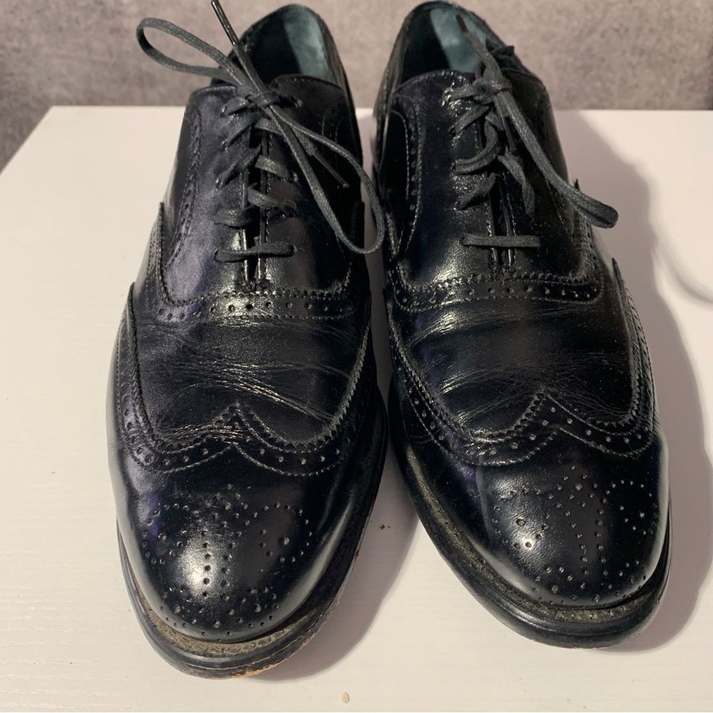 Nunn Bush Dress Shoes Mens 9.5 D Wingtip Oxford Black Leather Lace Up
